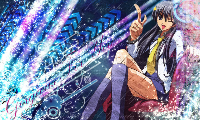 Anime girl chair light blue free wallpaper for desktop - medium preview image