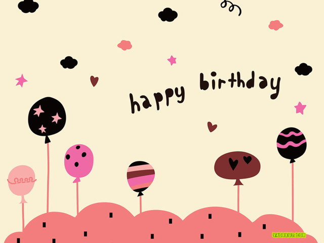 Birthday card pink hill trees free wallpaper for desktop - medium preview image