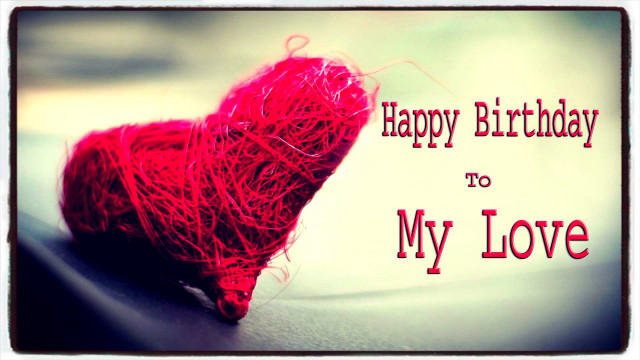 Red heart string happy birthday free wallpaper for desktop - medium preview image