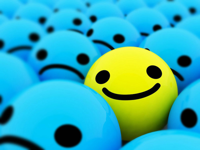 Smiley blue dots yellow cheerful free wallpaper for desktop - medium preview image