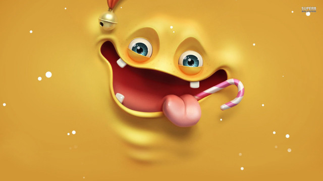 Yellow wall cartoon face candy #2 free wallpaper for desktop - medium preview image