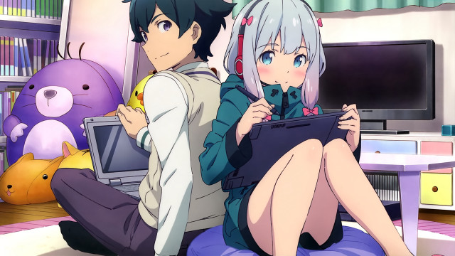 Couple sitting bed room tv free wallpaper for desktop - medium preview image