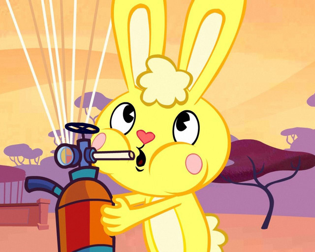 Cartoon bunny fire extinguisher surprised free wallpaper for desktop - medium preview image