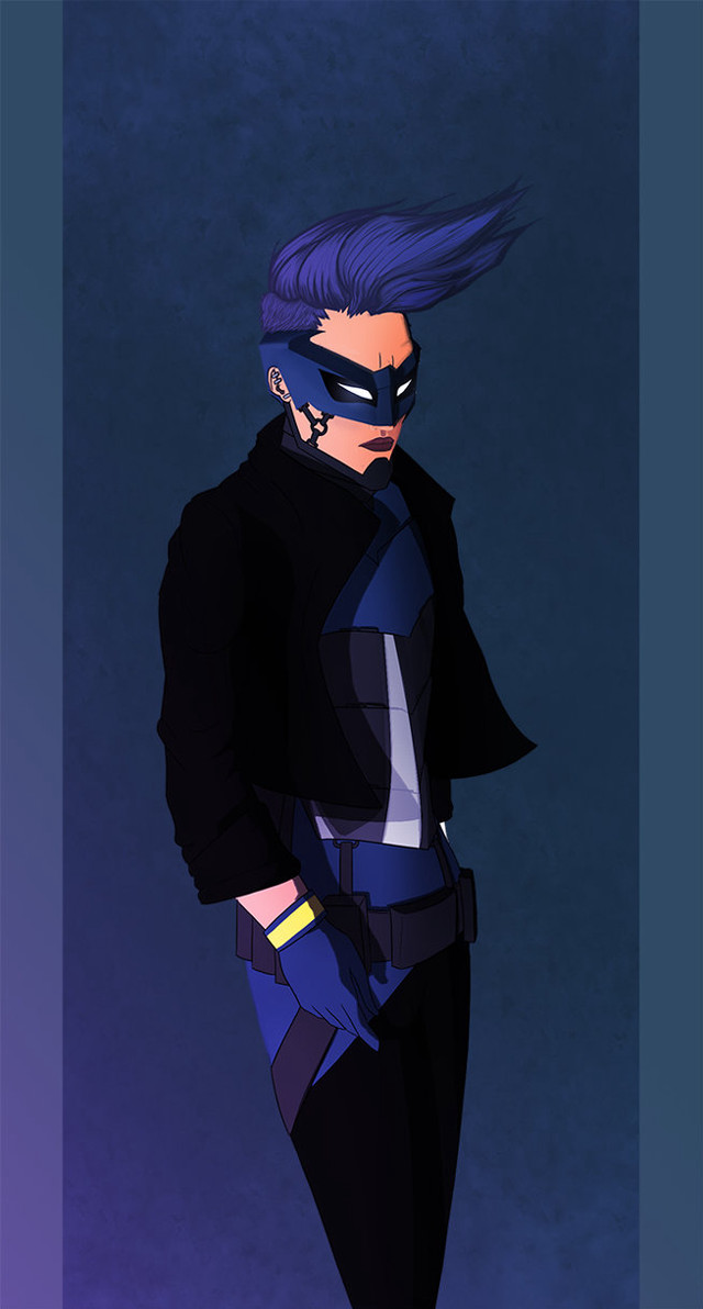 Cartoon character purple hair black free wallpaper for mobile - medium preview image