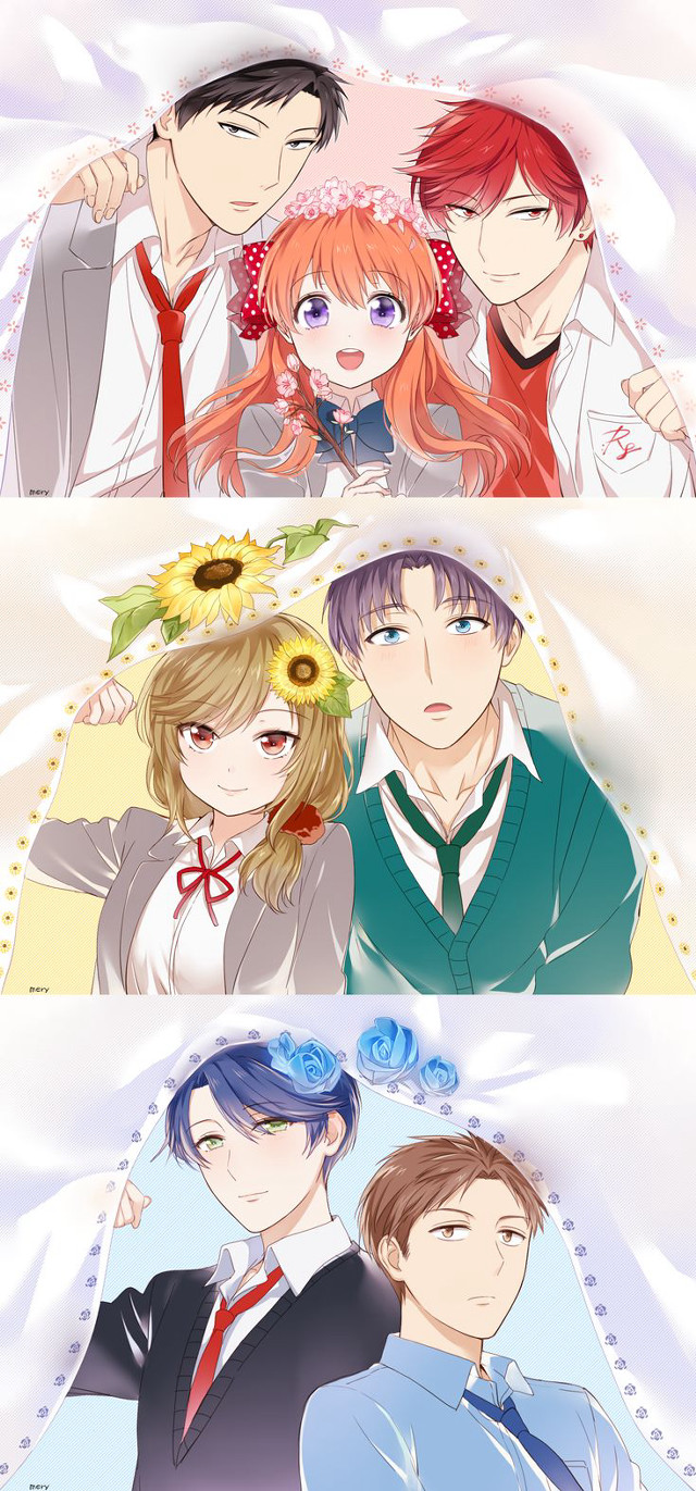 Anime couple expressions different faces free wallpaper for mobile - medium preview image