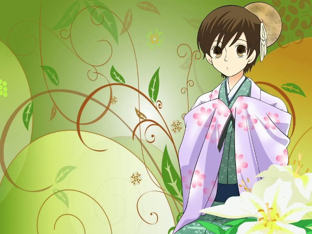 Man kimono flower green background free wallpaper for desktop - medium preview image