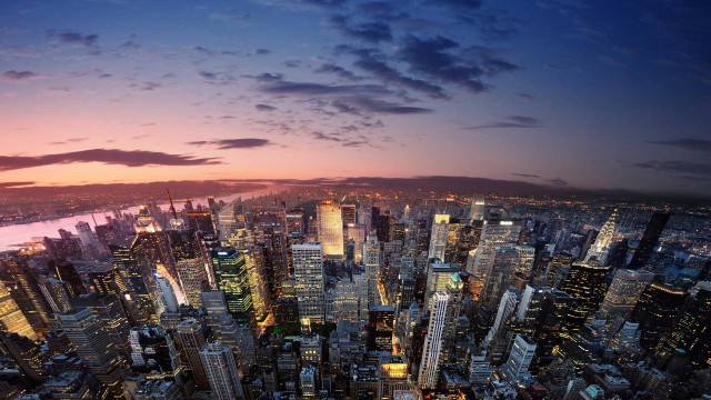 Cityscape night tall buildings pink free wallpaper for desktop - medium preview image