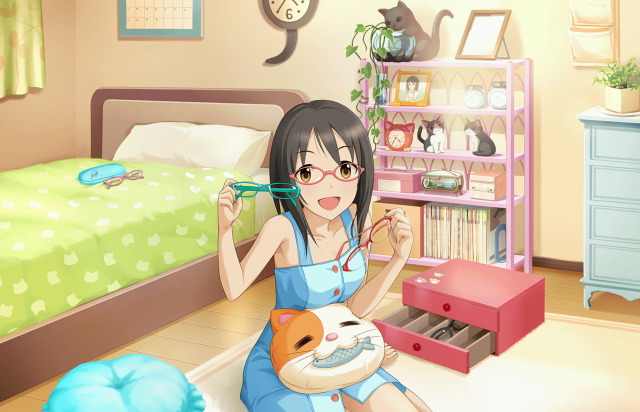 Girl blue dress holding cat free wallpaper for desktop - medium preview image