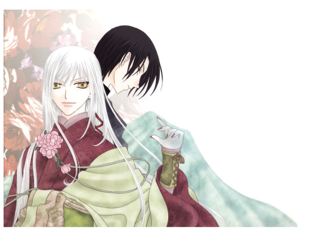 Anime couple hugging flowers background #3 free wallpaper for desktop - medium preview image