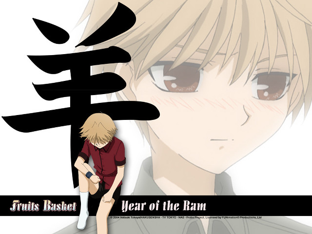 Man redshirt blackwhite background fruitsbasket free wallpaper for desktop - medium preview image