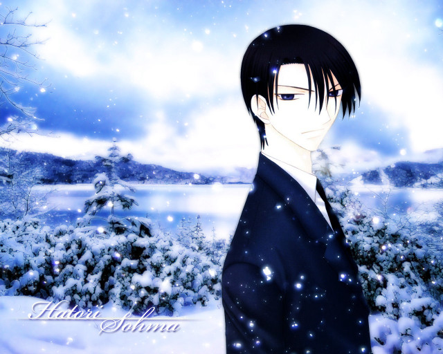 Man black suit snow winter free wallpaper for desktop - medium preview image
