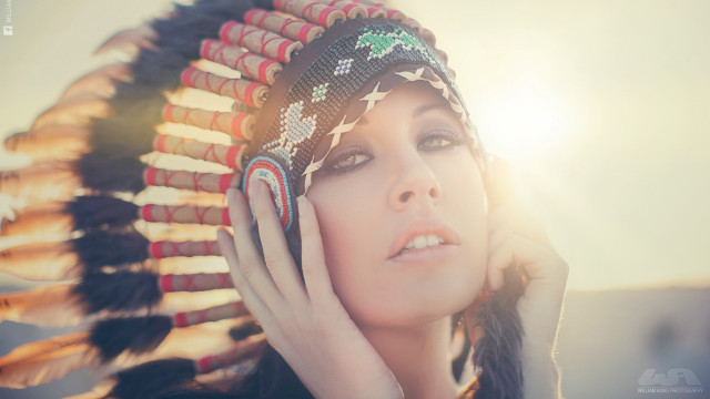 Woman headdress hand face looking free wallpaper for desktop - medium preview image