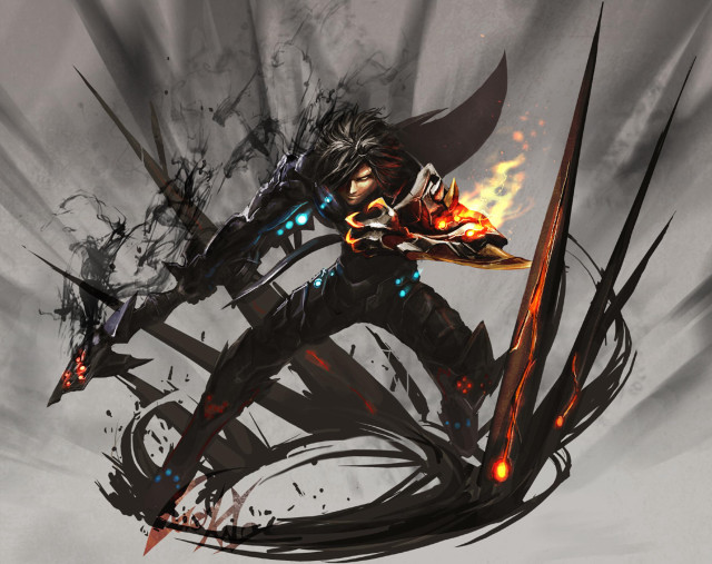 Demon warrior flames wings sword free wallpaper for desktop - medium preview image