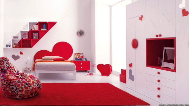 Red heart bed chair rug free wallpaper for desktop - medium preview image