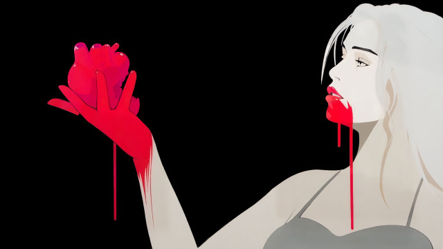 Woman red heart blood dripping free wallpaper for desktop - medium preview image
