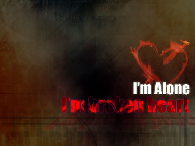 Red heart im alone red free wallpaper for desktop - medium preview image