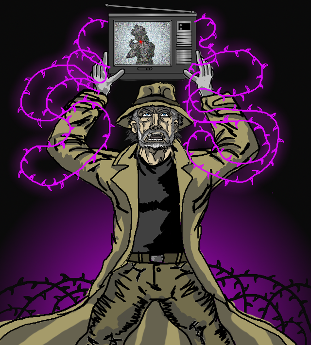 Man tv purple background trench free wallpaper for tablet - medium preview image