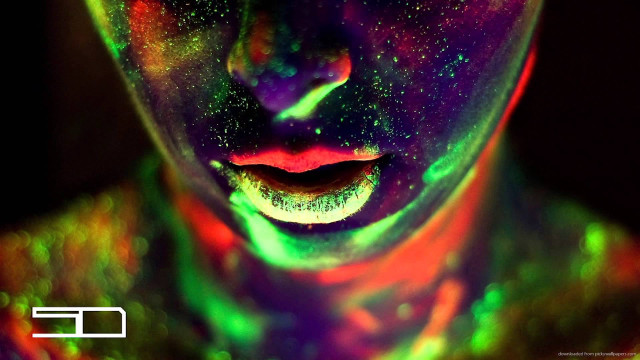 Colorful woman neon glow dark free wallpaper for desktop - medium preview image