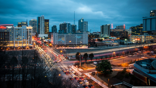 City skyline busy street freeway #2 free wallpaper for desktop - medium preview image