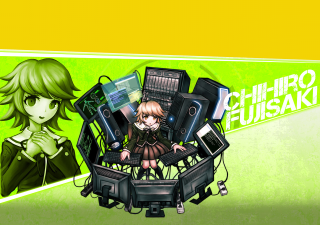 Girl keyboard electronic green yellow free wallpaper for desktop - medium preview image