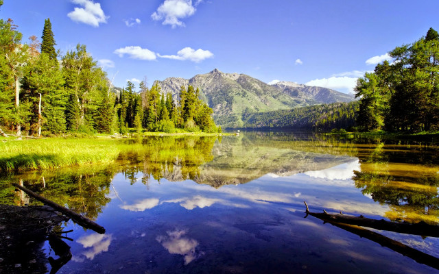 Lake trees mountains blue sky #10 free wallpaper for desktop - medium preview image