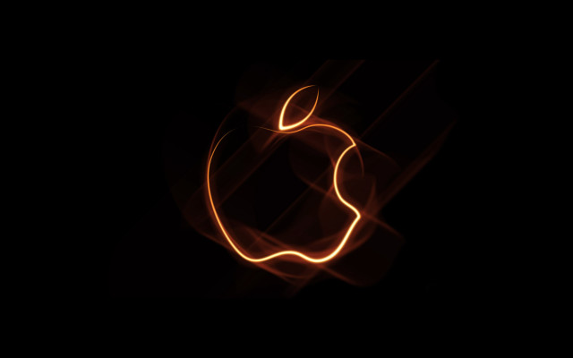 Glowing apple logo black background free wallpaper for desktop - medium preview image