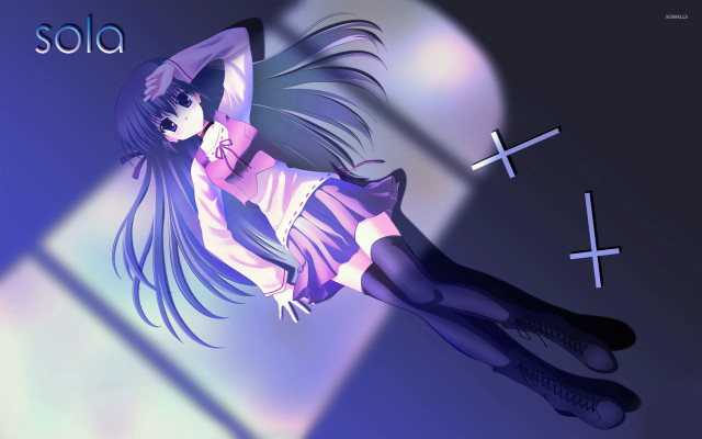 Girl dress boots flying hair free wallpaper for desktop - medium preview image