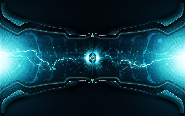 Futuristic blue lightning black background #2 free wallpaper for desktop - medium preview image