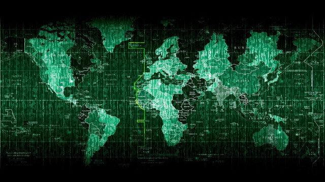 Green world map black background free wallpaper for desktop - medium preview image