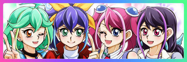 Anime girls colored hair glasses free wallpaper for desktop - medium preview image