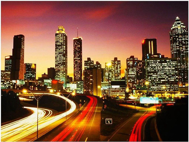 City skyline highway freeway night #2 free wallpaper for desktop - medium preview image