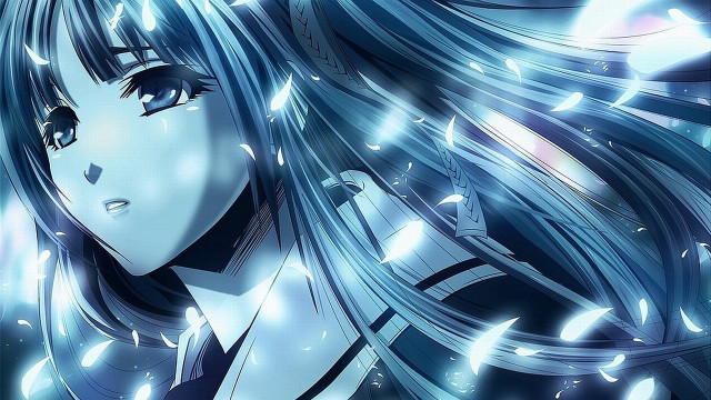 Anime girl long hair blue #2 free wallpaper for desktop - medium preview image