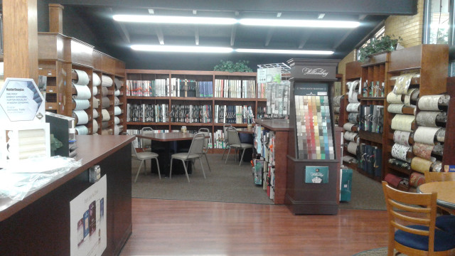 Library bookshelves chairs tables interior free wallpaper for desktop - medium preview image