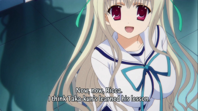 Anime girl blonde red eyes free wallpaper for desktop - medium preview image