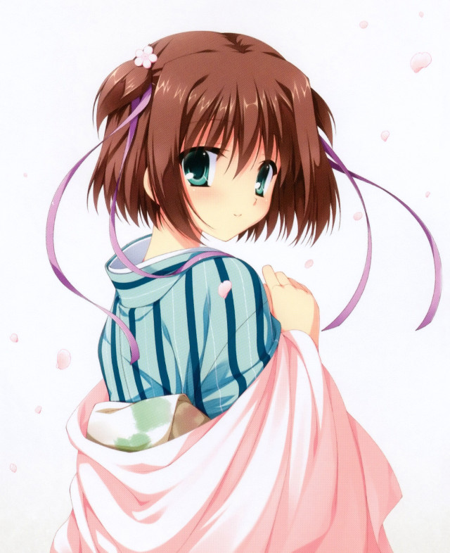 Girl pink skirt coffee kimono free wallpaper for mobile - medium preview image