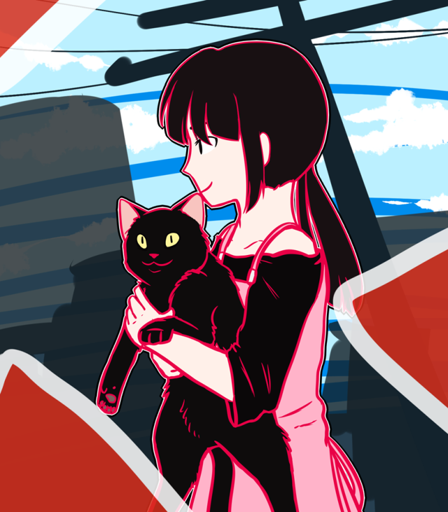 Woman holding cat boat red free wallpaper for tablet - medium preview image