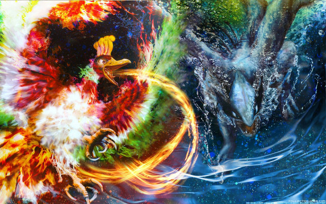 Dragon bird water splash painting free wallpaper for desktop - medium preview image