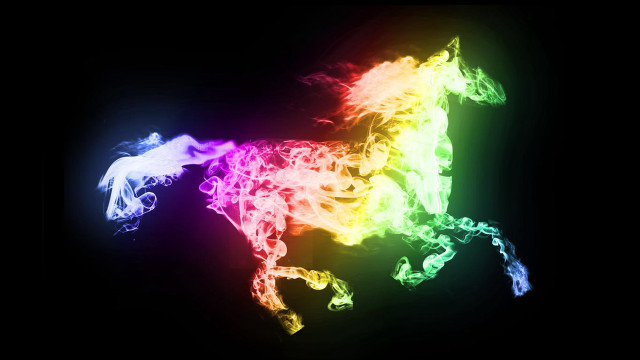 Colored smoke horse black background free wallpaper for desktop - medium preview image