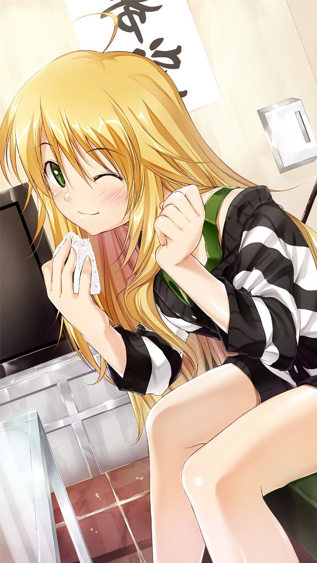 Girl sitting counter glass milk free wallpaper for mobile - medium preview image