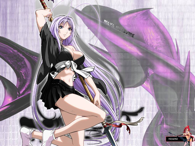 Woman sword purple background dragon free wallpaper for desktop - medium preview image