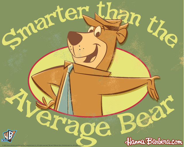 Cartoon bear with tie smarter free wallpaper for desktop - medium preview image