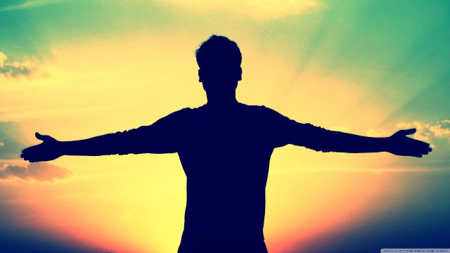 Man sunset arms outstretched hands #2 free wallpaper for desktop - medium preview image