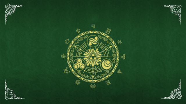 Green gold background circular design free wallpaper for desktop - medium preview image
