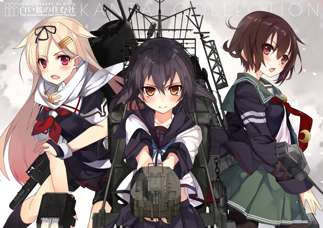 Anime girls tower clock standing free wallpaper for desktop - medium preview image