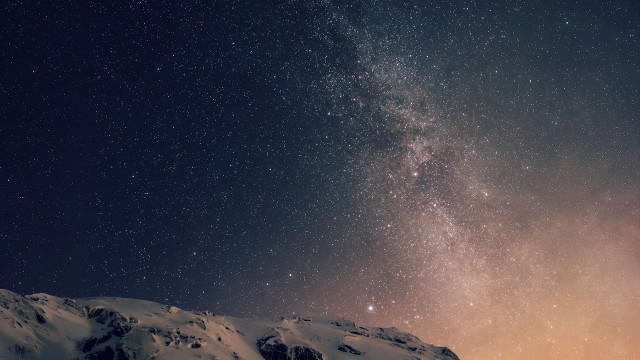 Mountain star filled sky snowy free wallpaper for desktop - medium preview image
