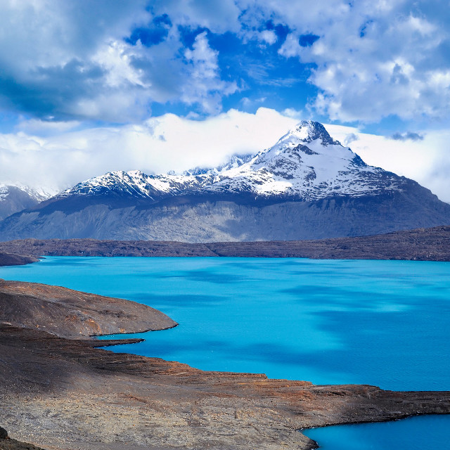 Mountain lake snow peak clouds free wallpaper for tablet - medium preview image