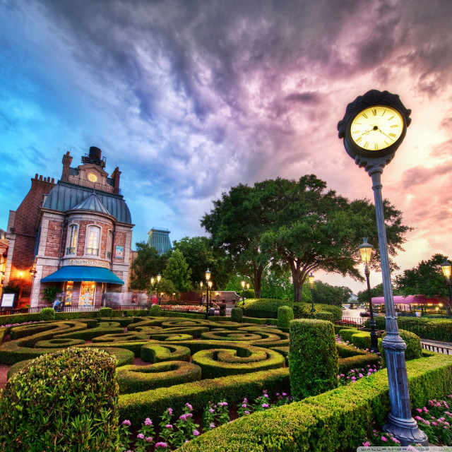 Clock garden maze dusk cloudy #2 free wallpaper for tablet - medium preview image