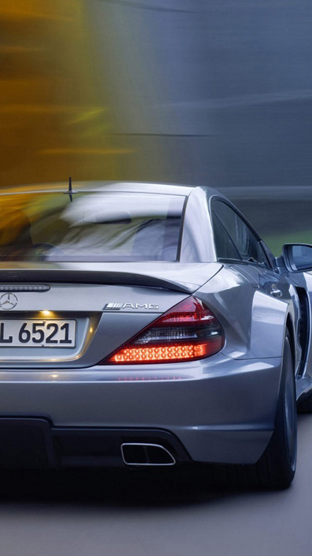 Silver mercedes sls driving yellow free wallpaper for mobile - medium preview image