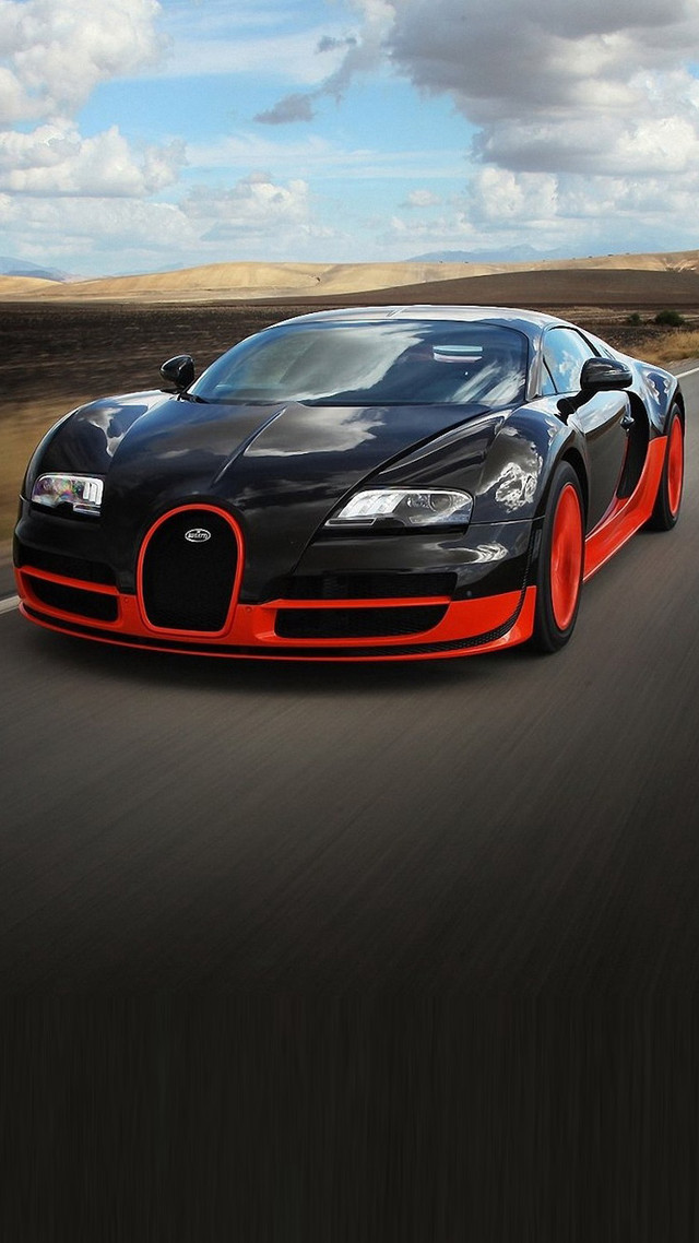 Bugatti road sky background clouds free wallpaper for mobile - medium preview image