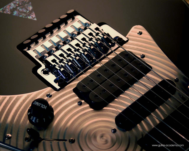 Guitar closeup black white picker free wallpaper for desktop - medium preview image